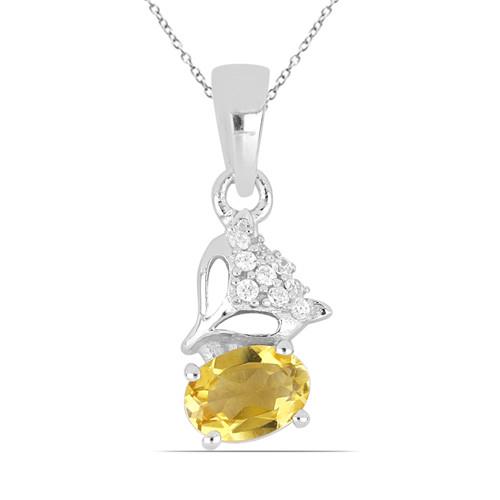 BUY REAL CITRINE GEMSTONE CLASSIC PENDANT IN STERLING SILVER